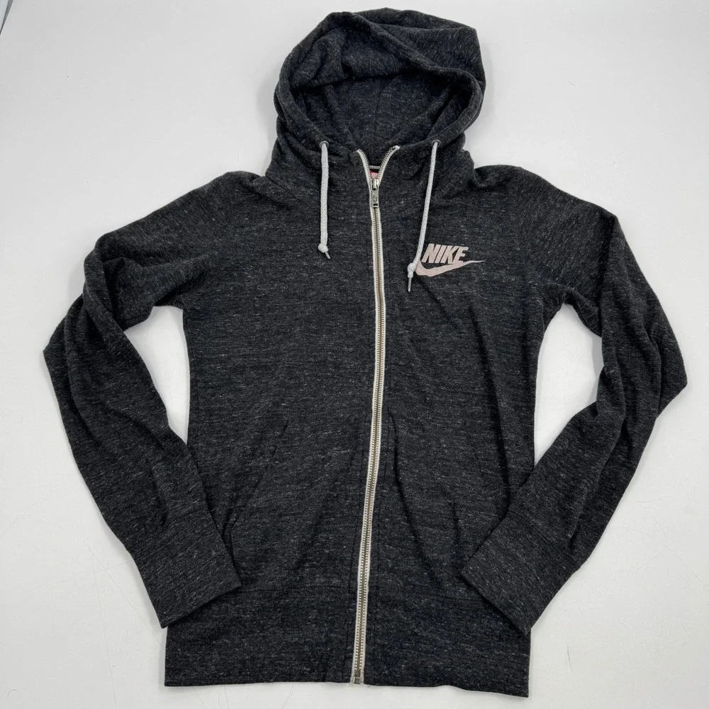 Nike Hoodie Full Zip Gray XS Womens Jacket Lightweight Sportswear Activewear